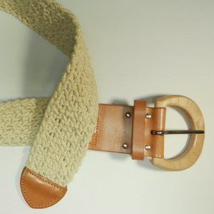 Macreme Crochet Cotton Weave Leather Belt